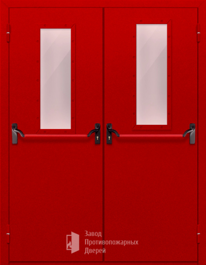 Фото двери «Двупольная с стеклом и антипаникой (красная)» в Видному