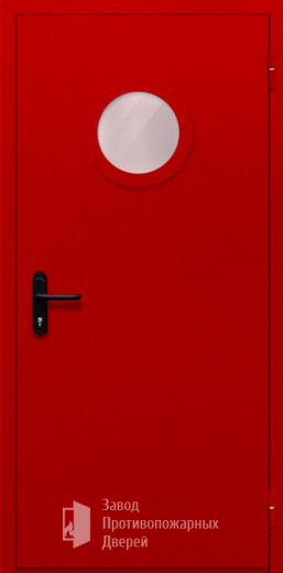 Фото двери «Однопольная с круглым стеклом (красная)» в Видному