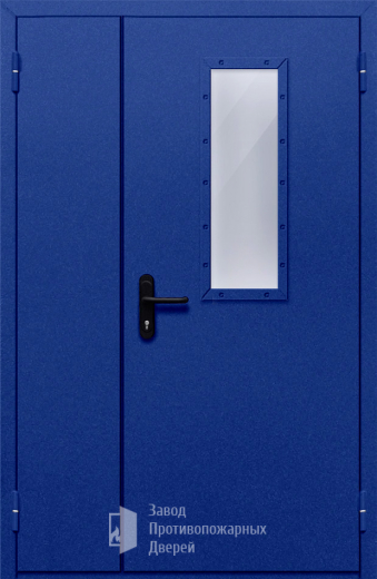 Фото двери «Полуторная со стеклом (синяя)» в Видному