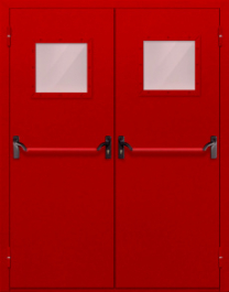 Фото двери «Двупольная со стеклопакетом и антипаникой (красная)» в Видному