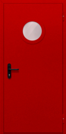 Фото двери «Однопольная с круглым стеклом (красная)» в Видному