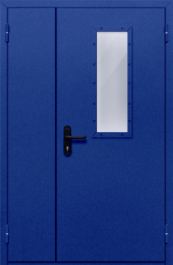 Фото двери «Полуторная со стеклом (синяя)» в Видному