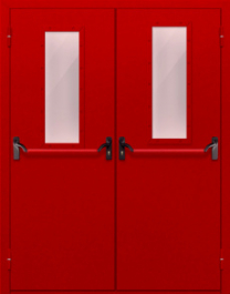 Фото двери «Двупольная с стеклом и антипаникой (красная)» в Видному